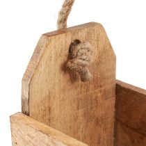 Product Wooden planter with handle, square, natural jute 27x12x17cm