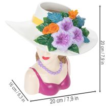 Product Flower vase woman with hat and flowers plant pot decoration for indoor and outdoor use 20cm