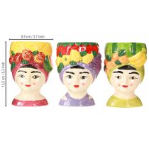 Product Plant head girl with fruit decorative ceramic 13.5cm 3pcs
