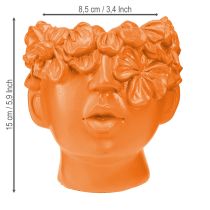 Product Plant Head Planter Bust Plant Pot Orange 13.5×13×14cm