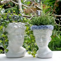 Plant head bust woman white ceramic flower vase H19cm