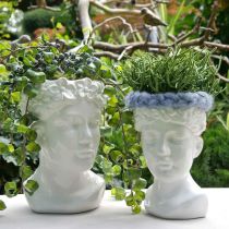 Plant head bust woman white ceramic vase flower pot H22.5cm