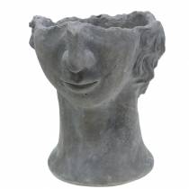 Plant head bust made of concrete for planting gray H23.5cm