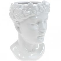 Plant head bust woman white ceramic vase flower pot H22.5cm