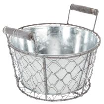 Product Plant basket with insert, wire basket, planter, spring silver, whitewashed, shabby chic, Ø22cm H17.5cm