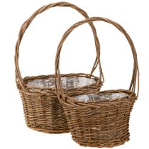 Product Plant basket with handle oval willow brown 28/24cm set of 2