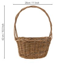Product Plant basket with handle oval willow brown 28/24cm set of 2