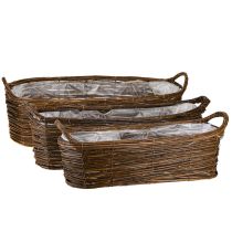 Product Plant basket with handles, oval brown 57/50/42cm, set of 3