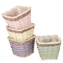 Product Square plant basket with foil, decorative planter, 14cm, 4 pieces