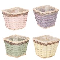 Product Square plant basket with foil, decorative planter, 14cm, 4 pieces