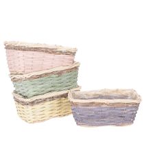 Product Rectangular plant basket with foil, decorative basket, planter, 25cm, 4 pieces