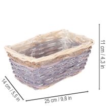 Product Rectangular plant basket with foil, decorative basket, planter, 25cm, 4 pieces