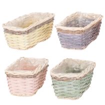 Product Rectangular plant basket with foil, decorative basket, planter, 25cm, 4 pieces