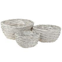Product Wicker plant basket set, white-grey, shabby chic decoration, 3 pieces