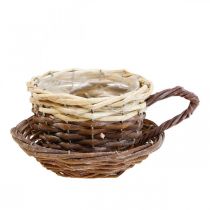 Braided plant basket, plant cup with saucer Ø12cm