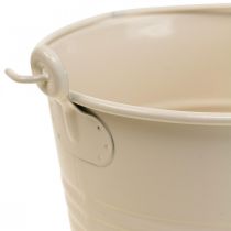 Plant pot vintage decorative metal bucket cream Ø16cm H24cm