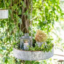 Plant bowl for hanging, metal vessel with chain silver, copper-colored Ø30/40m H9/9.5cm L98/112cm