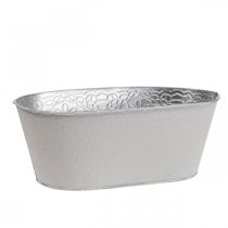 Plant bowl metal flower bowl oval white 25x14.5x10cm