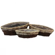 Wooden plant boats 3-colored 33.5/40/48cm set of 3