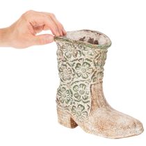 Product Flower pot cowboy boot plant shoe vintage floral pattern 24cm