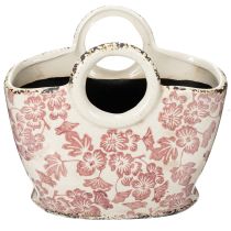 Product Decorative plant pot with handle, floral, 21cm