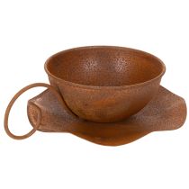 Product Planting cup with saucer, plant pot, rust finish, Ø19.5cm, H8cm