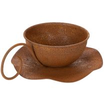 Product Vintage rust-colored plant pot and saucer, Ø17.5cm H6cm