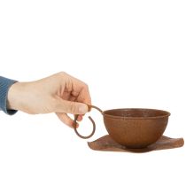 Product Vintage rust-colored plant pot and saucer, Ø17.5cm H6cm