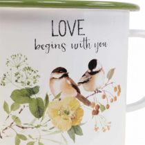Product Enamel planting cup, cup for planting with a saying, Ø11cm