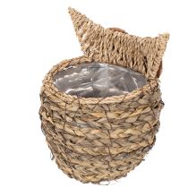 Product Handwoven owl basket decoration for windowsill, 18cm