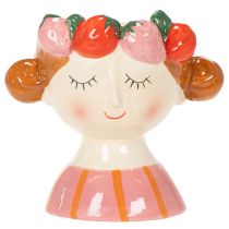 Product Girl's face in a flower pot with sleeping strawberries, decoration for living room, spring, 13cm
