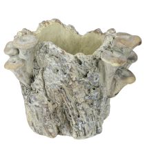 Product Plant pot cast stone planter with mushrooms tree stump 16cm
