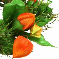 Product Artificial Physalis Wreath, Orange and Green, Ø28cm, Autumn Decoration