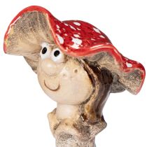 Product Mushroom Plug Decorative Figure Girl and Boy Fly Agaric with Face 13cm 2pcs