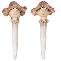 Product Mushroom Plug Decorative Figure Girl and Boy Fly Agaric with Face 13cm 2pcs