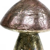 Deco mushrooms pink autumn decoration metal Ø9cm H13.5cm 2pcs