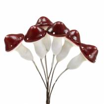 Toadstools on wire red, white 2cm 48pcs