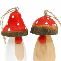 Mushroom to hang wood white, brown assorted 6.5 / 8cm 8pcs