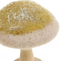 Deco mushroom wood, felt with glitter table decoration Advent H11cm 4pcs