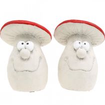Product Mushrooms to decorate, New Year's Eve decoration, forest mushrooms, concrete decoration red, white H10cm W12.5cm 2pcs