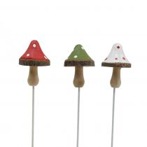Wooden mushrooms to stick in assorted colors 4cm 12pcs