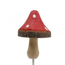 Wooden mushrooms to stick in assorted colors 4cm 12pcs