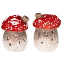 Product Mushroom House Light House Decorative Figurine Fly Agaric with Chimney 10cm 2pcs
