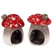 Product Mushroom House Light House Decorative Figurine Fly Agaric with Chimney 10cm 2pcs