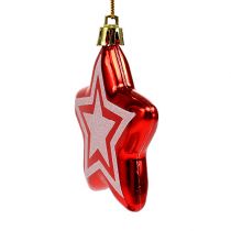 Product Star to hang red, white plastic 8.5cm 2pcs