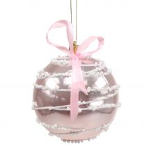 Christmas ball pink with bow Ø8cm 2pcs