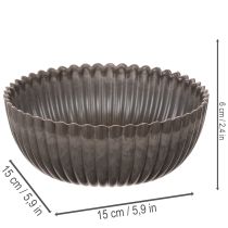 Product Ribbed bowl, anthracite, decorative bowl, round, 15cm, 2 pieces