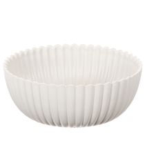 Product Round, ribbed bowl in white for versatile decoration, 15cm, 2 pieces