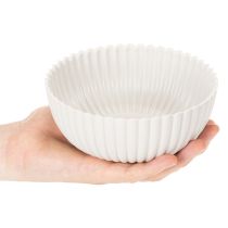 Product Round, ribbed bowl in white for versatile decoration, 15cm, 2 pieces