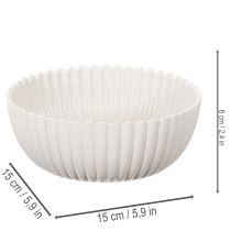 Product Round, ribbed bowl in white for versatile decoration, 15cm, 2 pieces